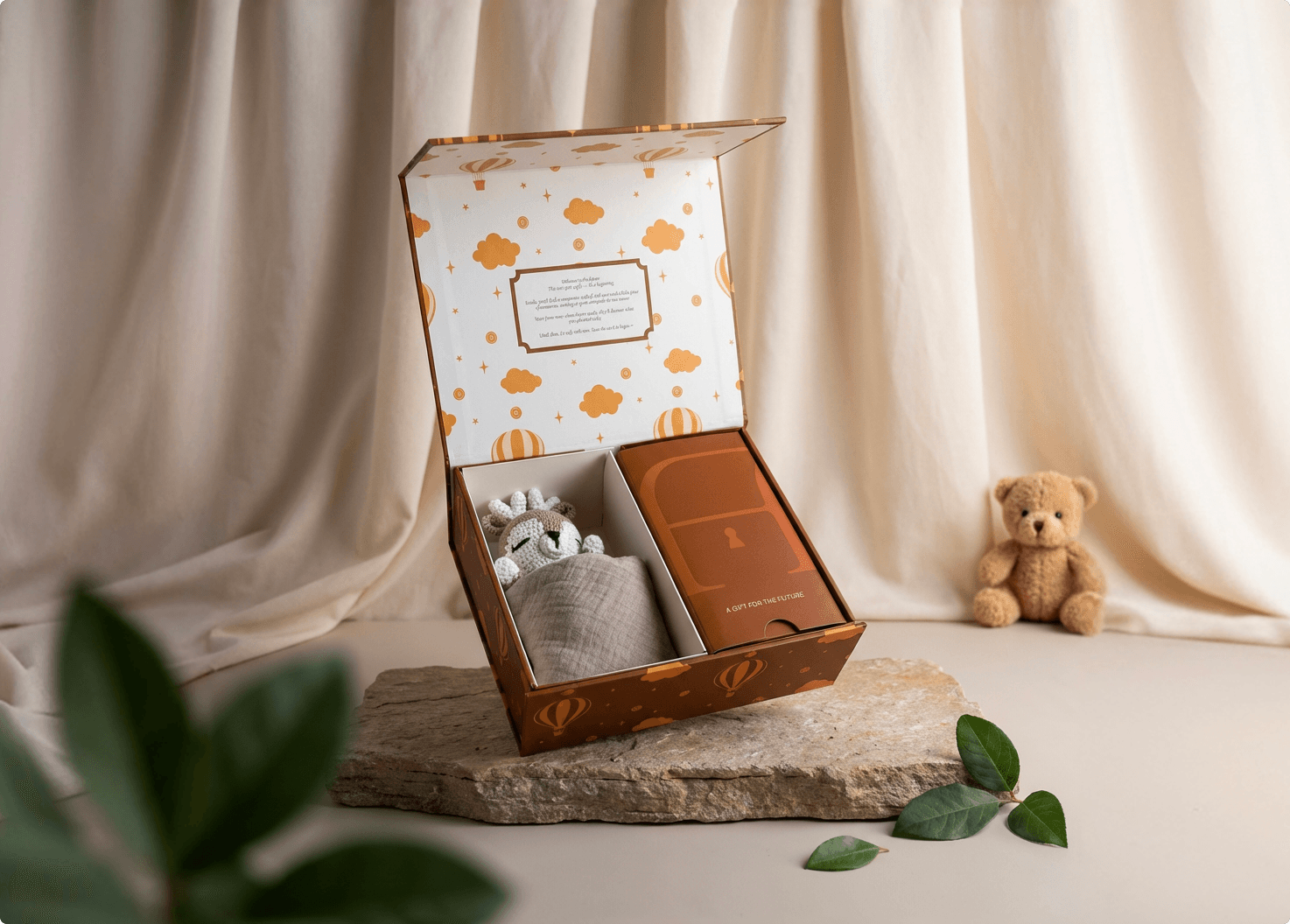 Coffer gift box with a metal card