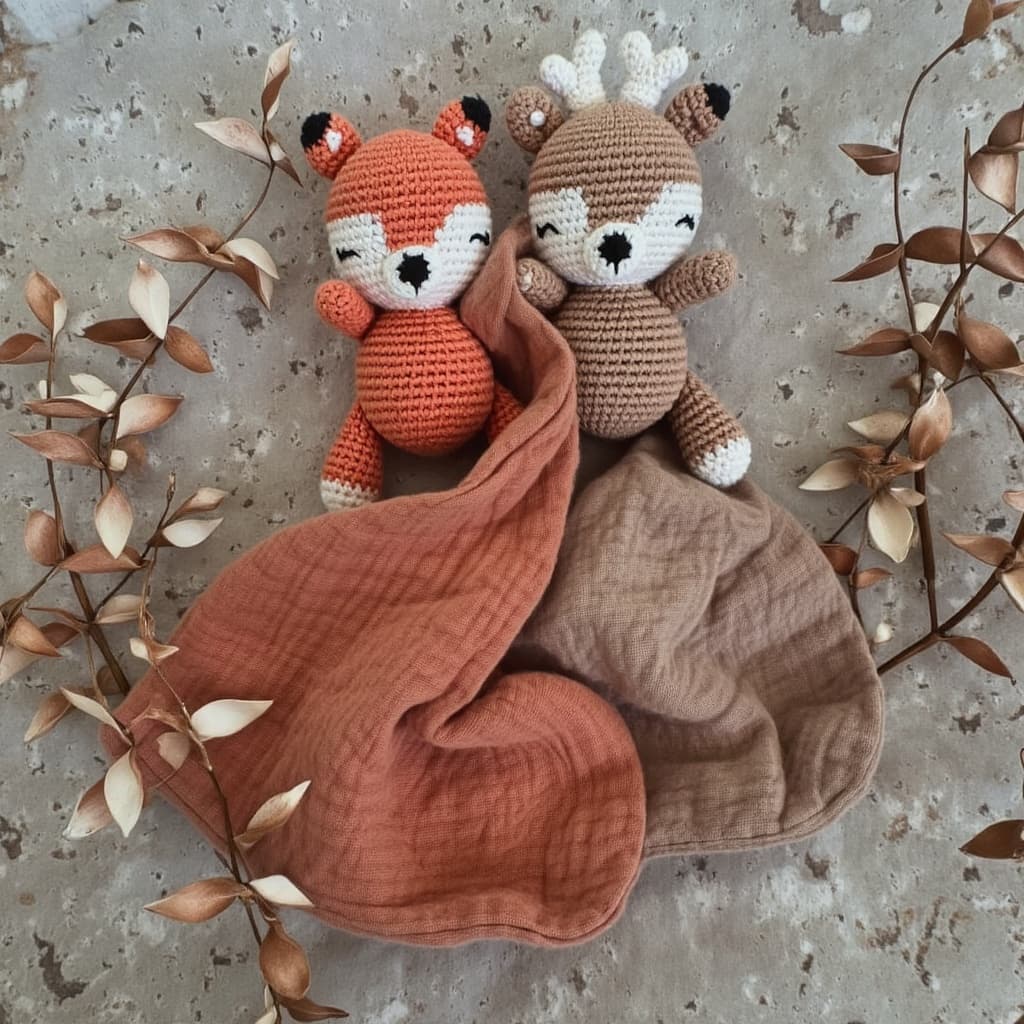 Crocheted fox cuddle toy